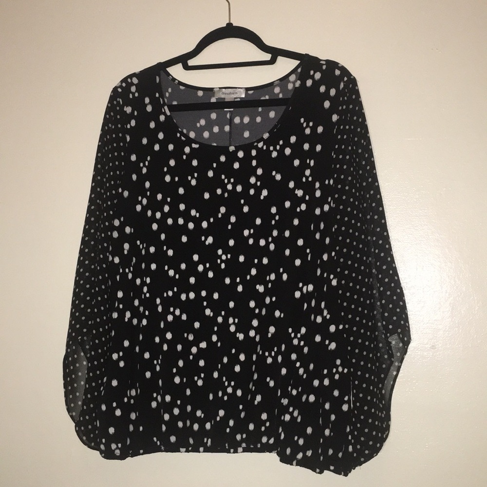 Flowy shirt black white polka dot